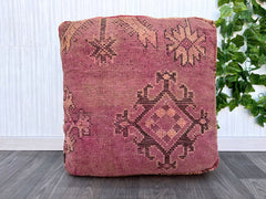 Moroccan Kilim Pouf, Floor Pouf, Vintage Moroccan Ottoman, Beni Ourain Square Pouf,Yoga Meditation Cushion,Outdoor Red Kilim Pillows