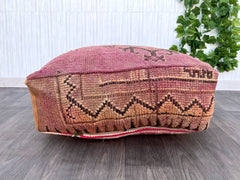 Moroccan Kilim Pouf, Floor Pouf, Vintage Moroccan Ottoman, Beni Ourain Square Pouf,Yoga Meditation Cushion,Outdoor Red Kilim Pillows