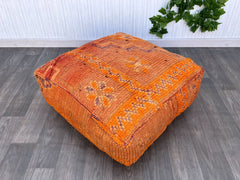 Vintage Moroccan Pouf Cover, Moroccan Kilim Pouf, Moroccan Floor cushion, Moroccan Pouf, Home decor Pouf, Square Pillow, Berber Pouf,