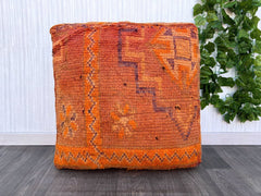 Vintage Moroccan Pouf Cover, Moroccan Kilim Pouf, Moroccan Floor cushion, Moroccan Pouf, Home decor Pouf, Square Pillow, Berber Pouf,