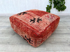 Wool Pouf, Moroccan Pouf, Floor Pillow, Handmade Pouf, Square Pouf, Bohemian Pouf