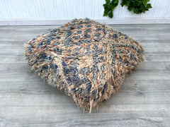 Moroccan vintage pouf, Berber floor cushion, seat cushion made of 100% wool, vintage floor cushion with Berber pattern
