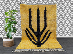 Custom Yellow Wool Moroccan Berber Rug