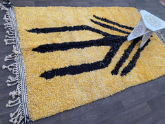 Custom Yellow Wool Moroccan Berber Rug