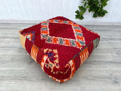 UNIQUE Pouf Moroccan ,Boujad Pouf Multi Color Amazing ,Yoga meditation ,Moroccan Floor Cushion ,Vintage Kilim Pouf.