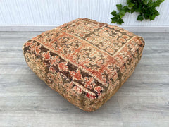 Vintage Pouf, Handmade Moroccan Floor Cushion, Unstuffed Square Pouf, Vintage Berber Pouf, Moroccan Kilim Pouf.