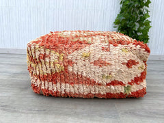 Moroccan POUF **50% OFF** with White Stitching Leather Pouf Ottoman Pouf Morrocan Leather Pouf Moroccan Pouffe