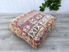 Moroccan leather pouf Moroccan Handmade, home decor accent , living room, home design, ideas, authentic artisan crafted brown pouf.
