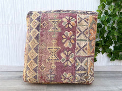 Moroccan leather pouf Moroccan Handmade, home decor accent , living room, home design, ideas, authentic artisan crafted brown pouf.