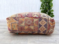 Moroccan leather pouf Moroccan Handmade, home decor accent , living room, home design, ideas, authentic artisan crafted brown pouf.